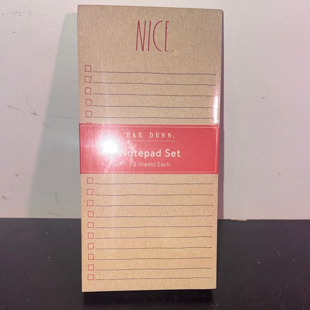 Rae Dunn Notepad Set - Tan and Red